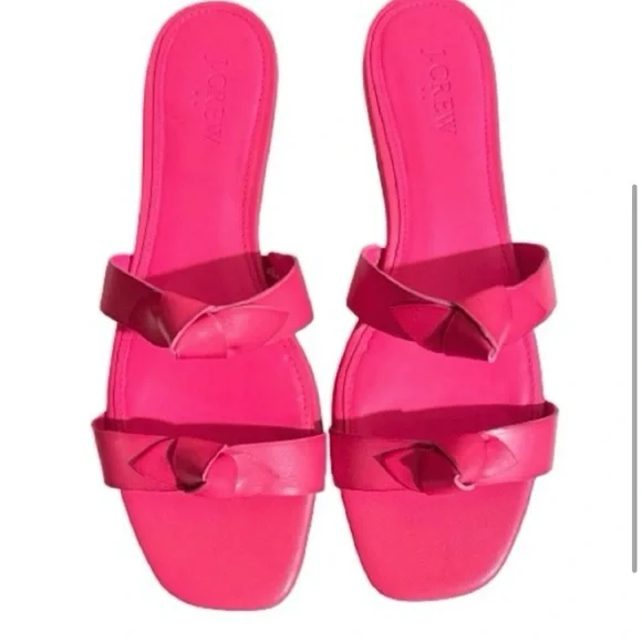 🎀HOST PICK🎀- NWOT- J. Crew Bright Pink Double Knotted Bow Sandals - Picture 1 of 6